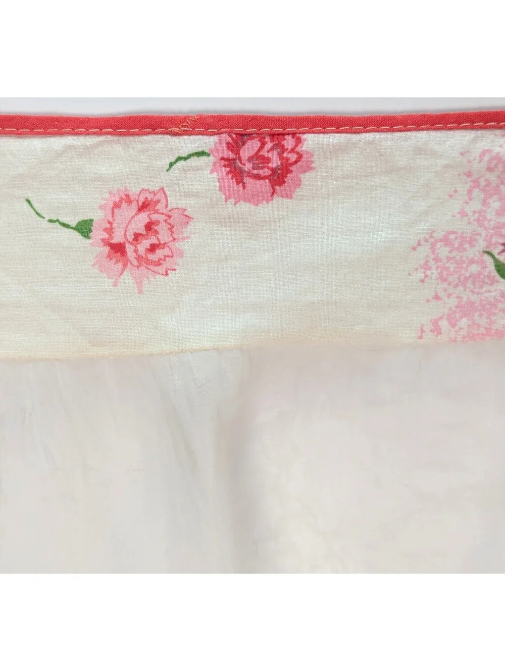 White Sheer Half Apron Rose Trim Hostess Cottagecore Pretty Retro 50's VTG Sexy